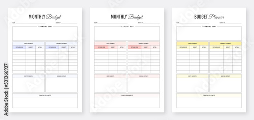 Budget Planner Template Design. Weekly and Monthly Budget Tracker. Printable Budget Planner Template Set. Financial Planner Template Design. Life and Business Planner Template.