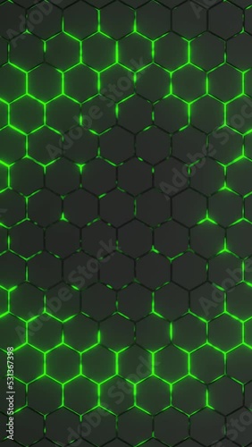 Honeycomb with green constant light wave behind