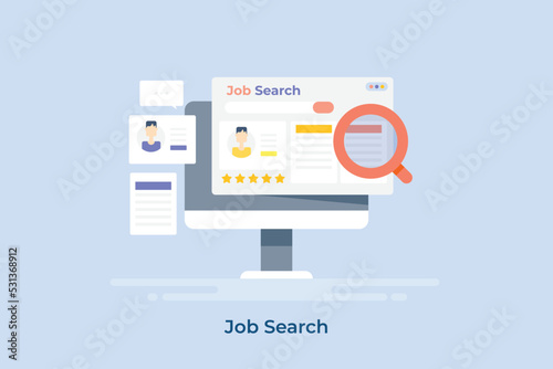 Job search online, finding new job opportunity - employee recruitment, career HR management concept. 