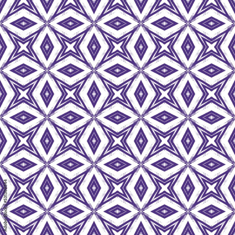 Ethnic hand painted pattern. Purple symmetrical
