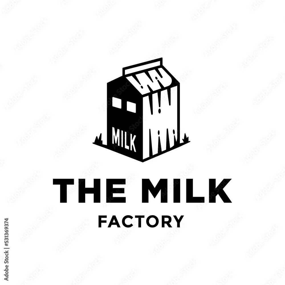 vintage retro milk factory farm logo design