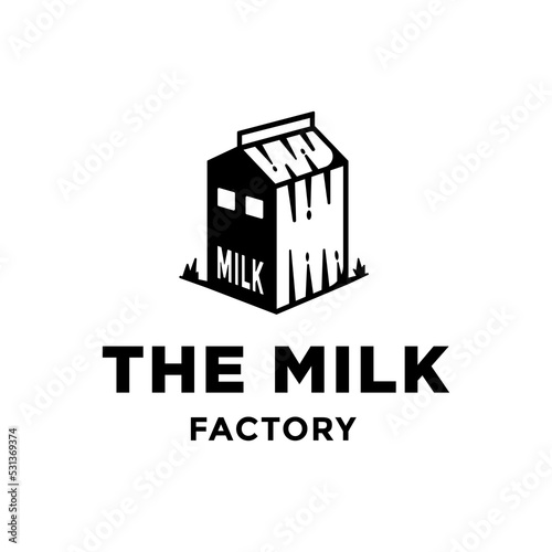 vintage retro milk factory farm logo design