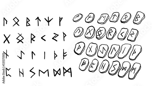 hand drawn elder futhark runes hand drawn runes hand drawn runestones pagan norse runes vikings viking stone language vector 