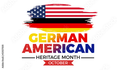 German American heritage month annual celebration in October - USA and german flag in a brush stroke shape