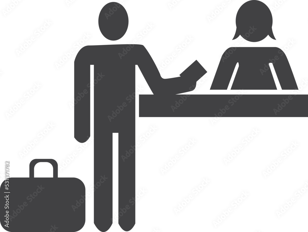 Hotel management icon, reception desk symbol vector Hotel management icon, reception desk symbol vector