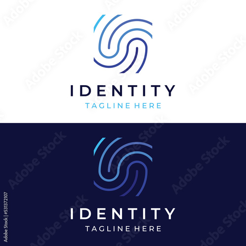 Modern human fingerprint vector logotype. Fingerprint for identity, business card, technology, digital.