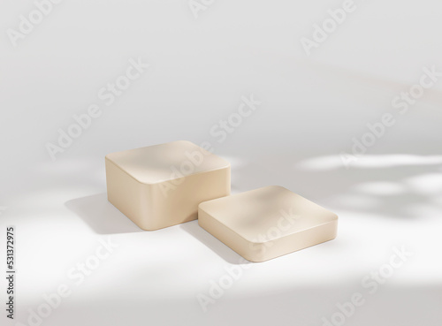 Product display podium with soft shadow. Product presentation background. 3D rendering.