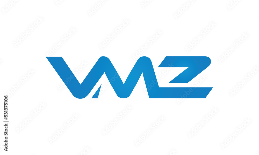 VMZ monogram linked letters, creative typography logo icon VMZ monogram linked letters, creative typography logo icon