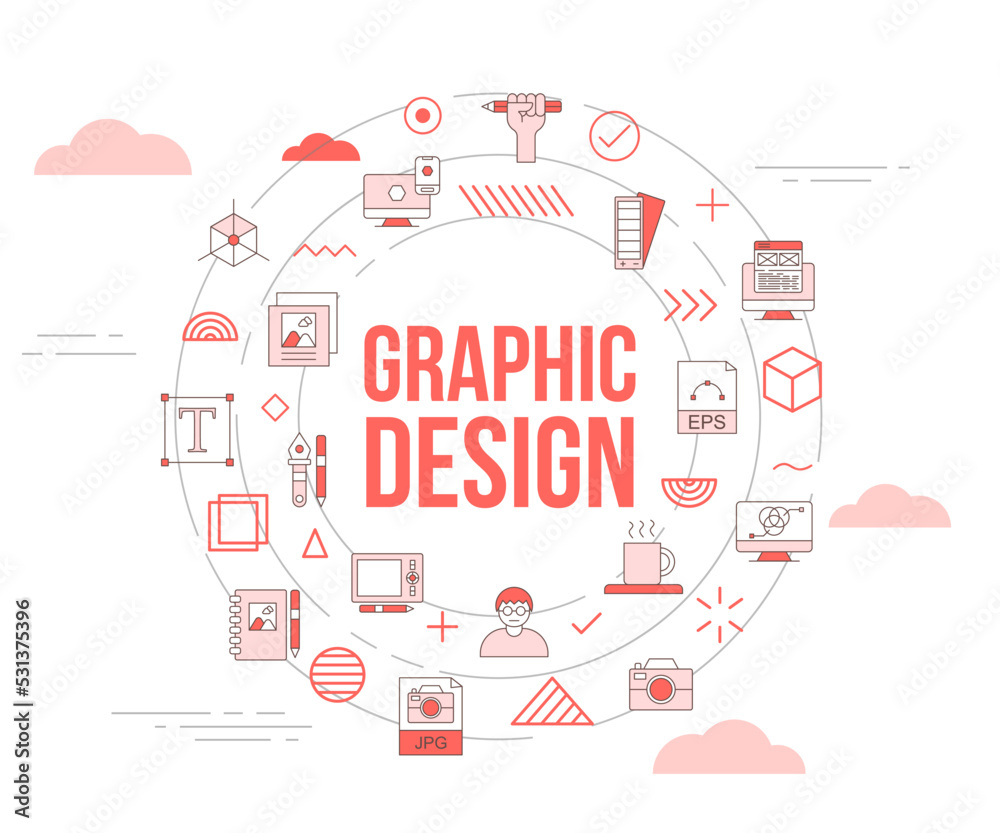 graphic design concept with icon set template banner and circle round shape