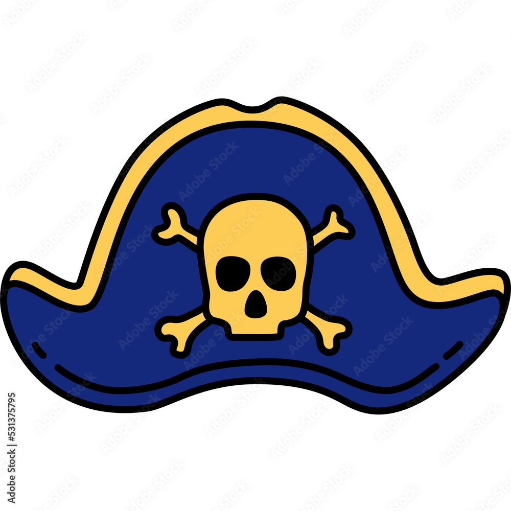 Fototapeta premium Pirate hat sketch. Doodle hand drawn illustration. Icon