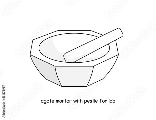 agate mortar with pestle for lab diagram for experiment setup lab outline vector illustration