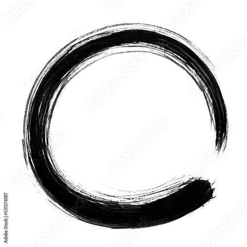 Enso Zen Circle hand Brush Ink Black Vector Illustration