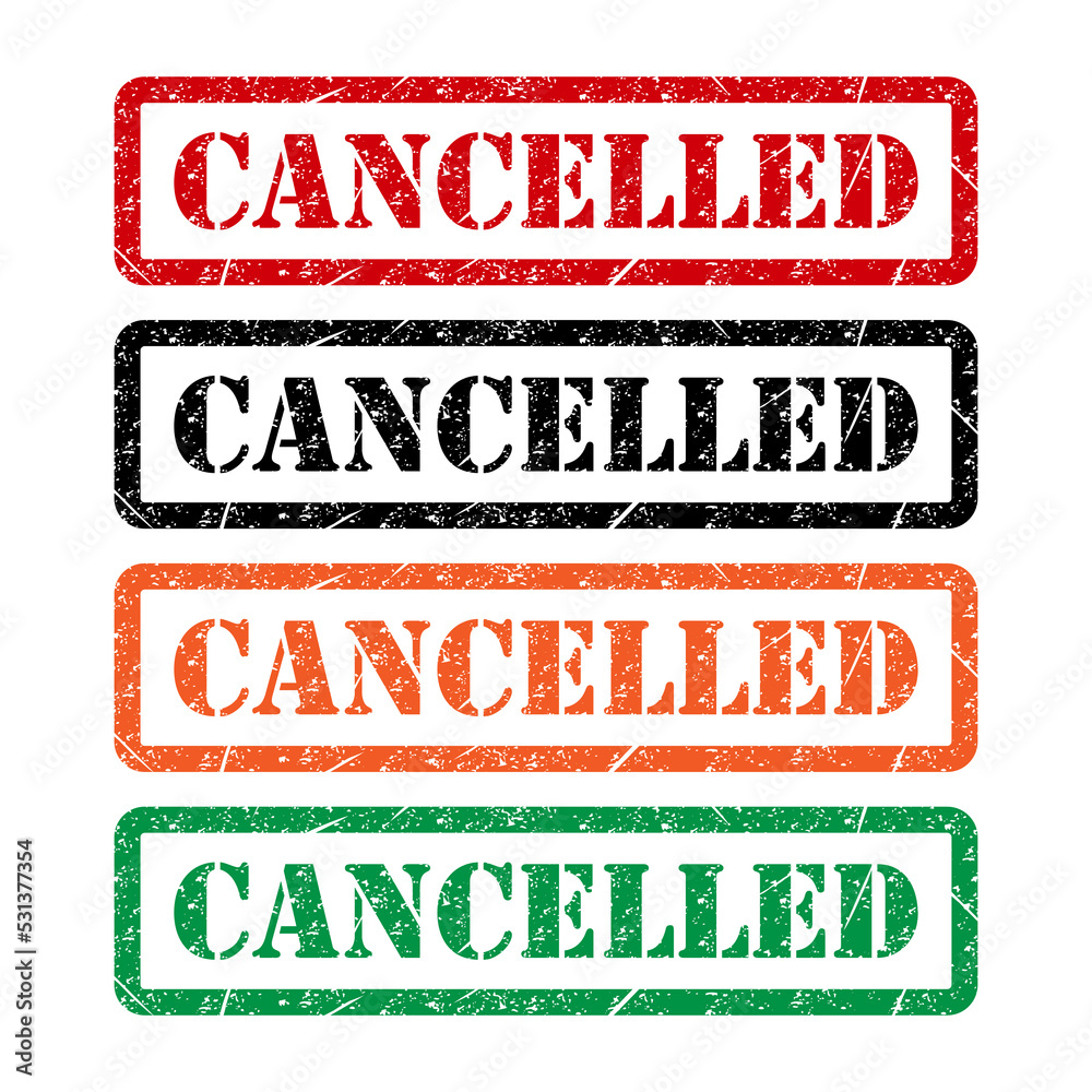 Set of Cancelled stamp symbol, label sticker sign button, text banner vector illustration Set of Cancelled stamp symbol, label sticker sign button, text banner vector illustration