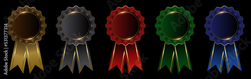 Rosette badge design in five colors