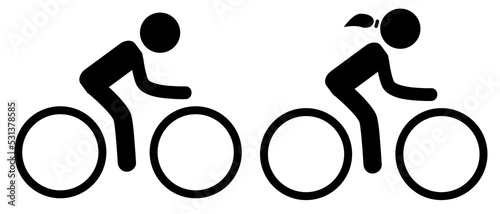 vector simple set 2, stickman, bicycle man and woman