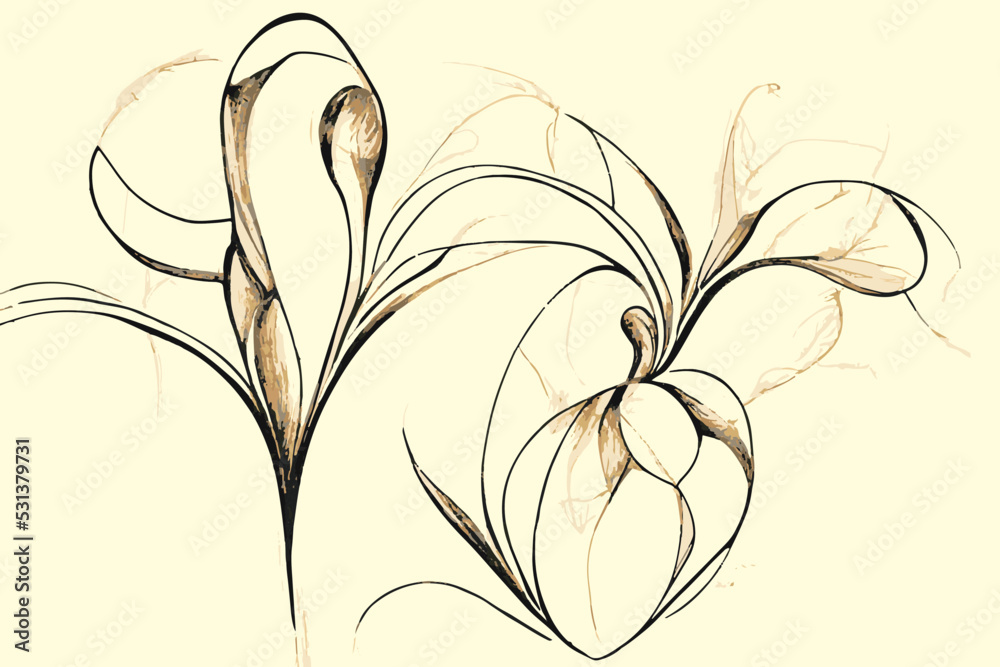 Line art digital sketch background of abstract flower