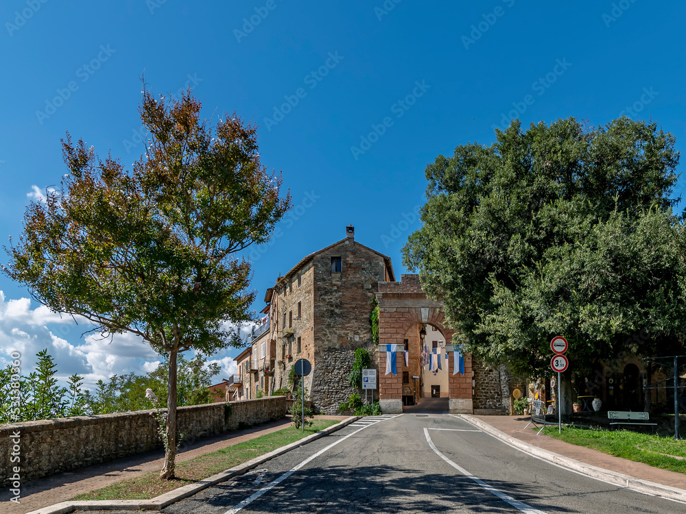 Fototapeta premium The ancient Porta San Michele Arcangelo access to the historic center of Deruta, Perugia, Italy