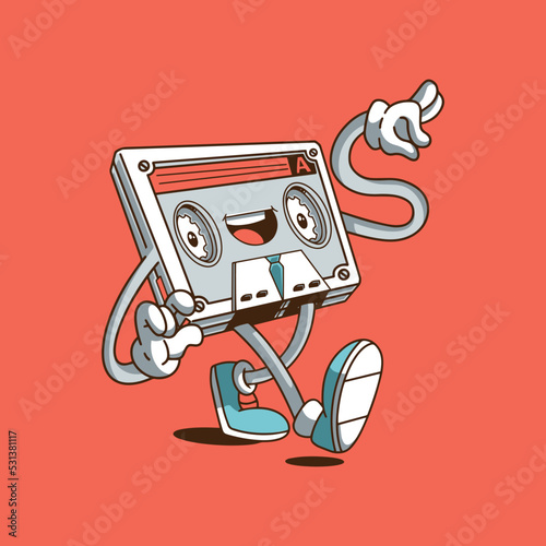 illustration of cute cassette character logos