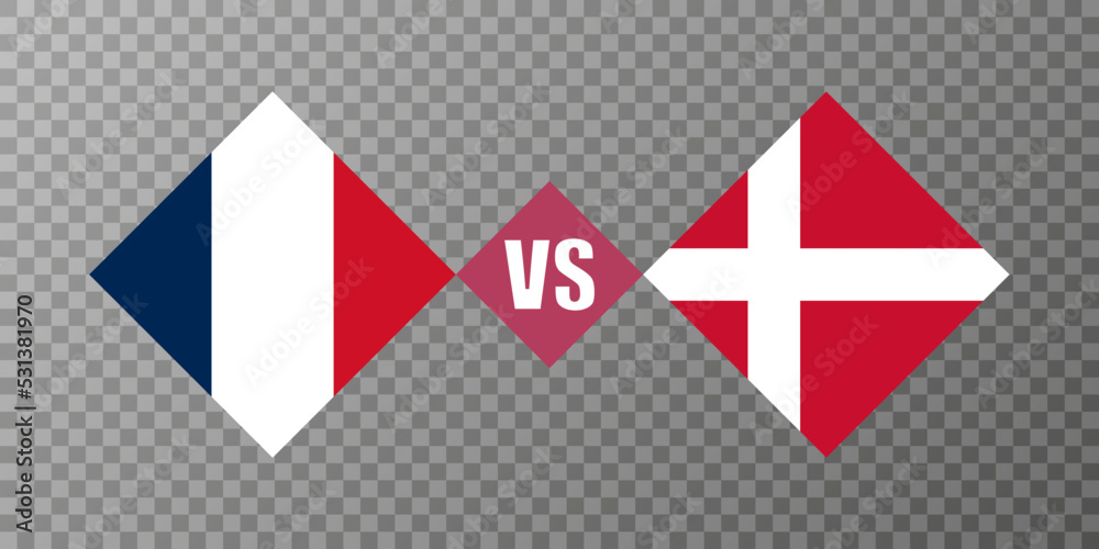 France vs Denmark flag concept. Vector illustration. France vs Denmark flag concept. Vector illustration.