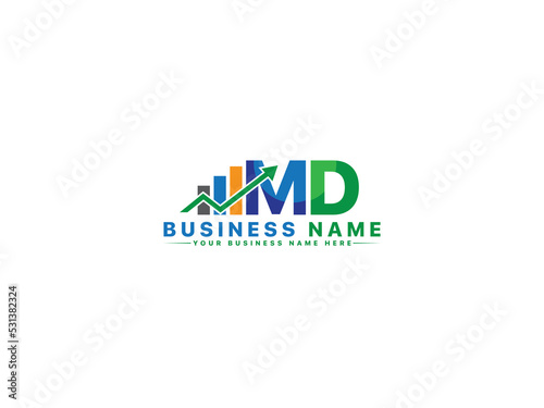 Letter MD dm Logo Icon, Financial Md m d Logo Letter Vector For Market Analyses Company