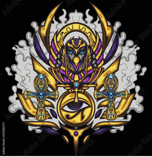 Vector illustration of god of ra egyptian gods