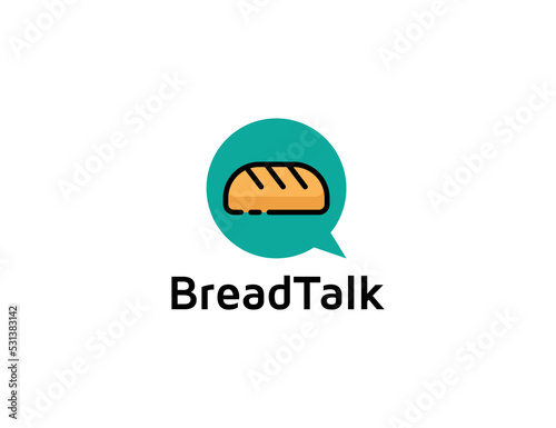 Bread logo illustration with chat concept
