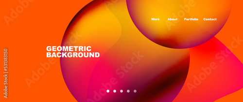 Flowing gradient colors and round elements and circles. Vector illustration for wallpaper, banner, background, leaflet, catalog, cover, flyer