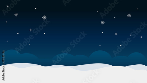 Christmas Winter Night Sky with Snow Background