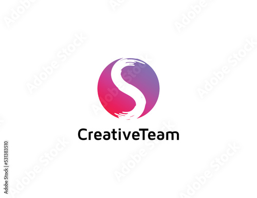 Letter s paintbrush logo design illustration