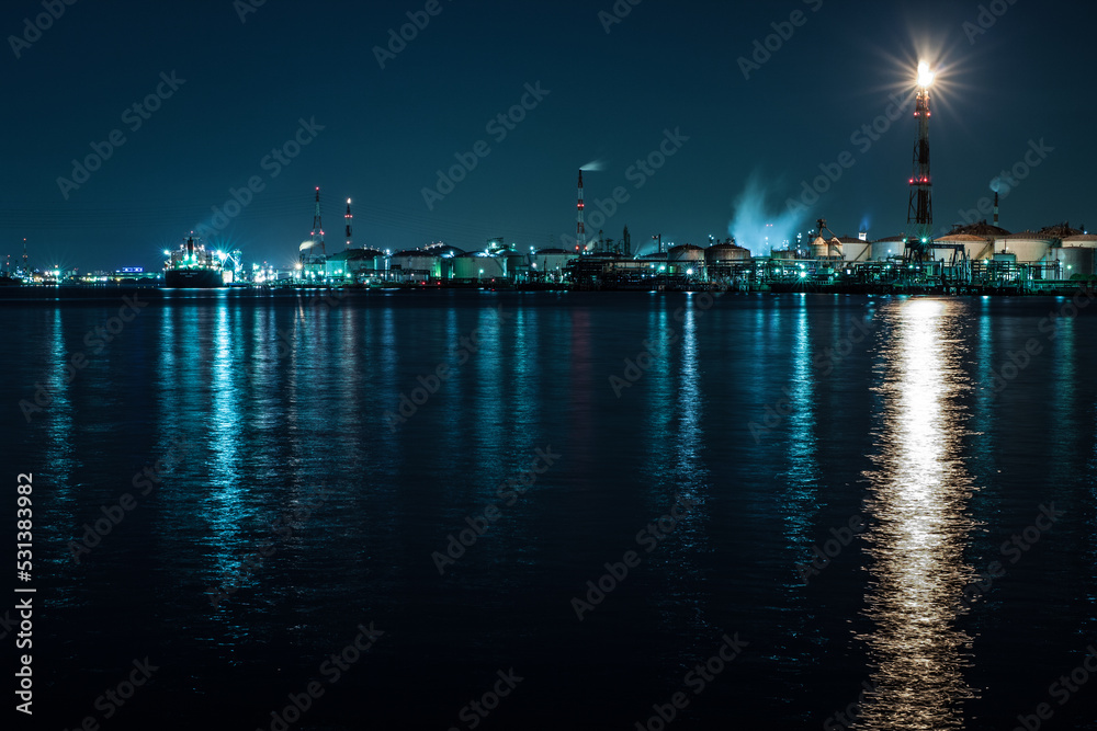 Night view of the Japanese factory zone