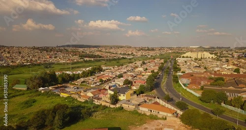 Aerial of the Soweto township in South Africa. photo