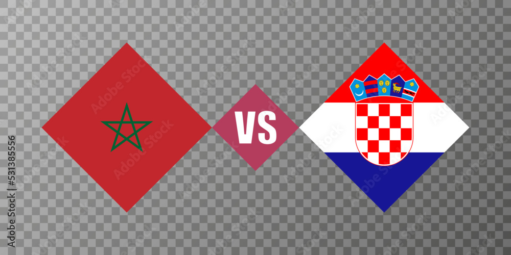 Fototapeta premium Morocco vs Croatia flag concept. Vector illustration.