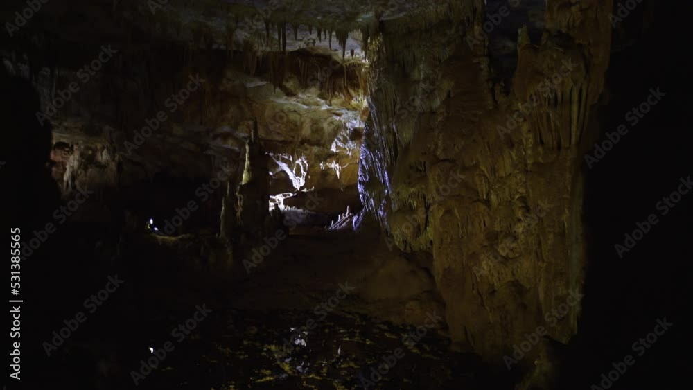 Stalactites and stalagnites in Prometheus Cave, Georgia. Stalactites and stalagnites in Prometheus Cave, Georgia.