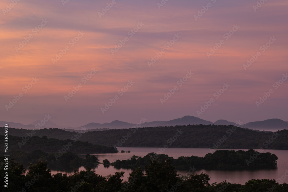 Sunset over the jungle in Sri Lanka