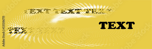 Perforated polka dot swirl outline with copy space for text.  A transparent helix or whirlpool with radial rays of spots or strokes or dots. Vector. Halftone pattern.