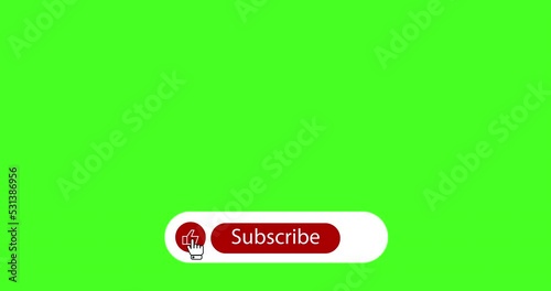 Subscribe to a channel with like buttons for social networks and video channels. Flat 4K animation on green screen.