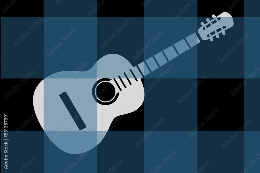 Black and blue color abstract background with guitar elements Black and blue color abstract background with guitar elements