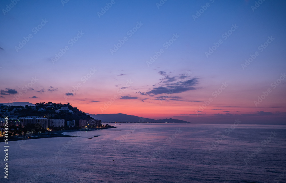 Sunrise on the coast of Almunecar, Spain