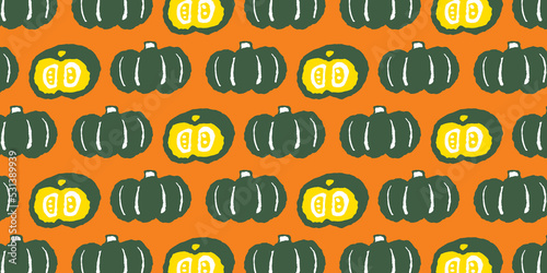 かぼちゃのシームレスパターン（オレンジ）