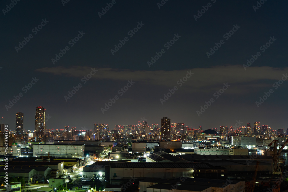 なみはや大橋から見る大阪市内の夜景