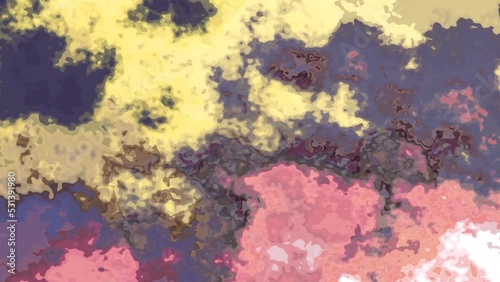 abstract animated twinkling stained background full HD seamless loop video - watercolor splotch liquid effect - color pastel pink violet purple yellow
