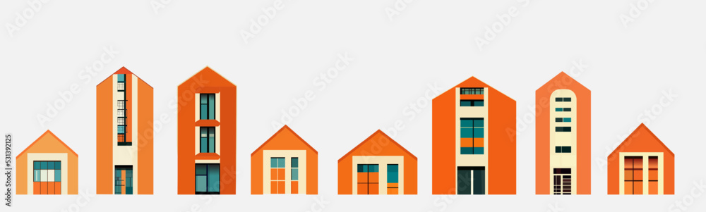 Collection Orange Building and House. vector illustration eps10. Collection Orange Building and House. vector illustration eps10.