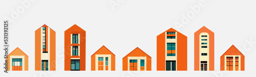 Collection Orange Building and House. vector illustration eps10.