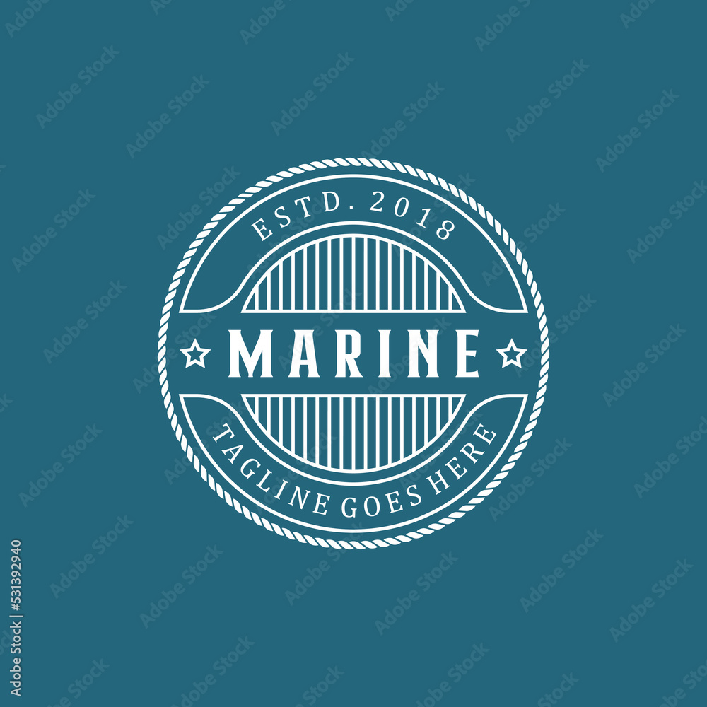 Vintage Nautical Marine Stamp Logo Design