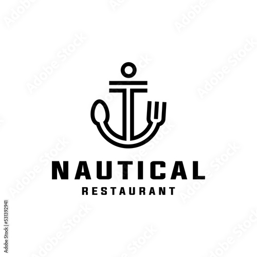 Spoon and fork anchor symbol logo design