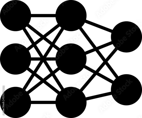 Isolated icon of a neural network. Concept of artificial intelligence, deep learning and machine learning. 