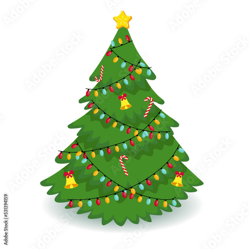 template for congratulations on christmas and new year in cartoon style