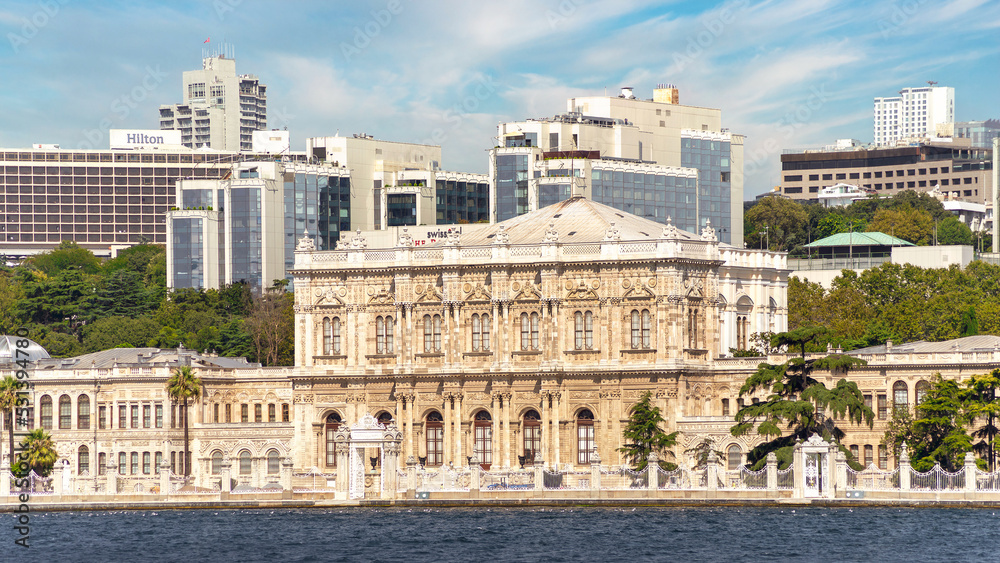 Dolmabahce Palace, or Dolmabahce Sarayi, located in the Besiktas district of Istanbul, Turkey, on the European coast of the Bosporus strait, main administrative center of the Ottoman Empire formerly