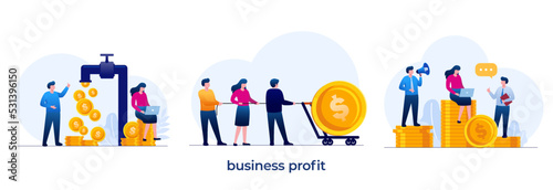 business profit, earning, revenue, strategy, growth, business, success, entrepreneur, flat illustration vector