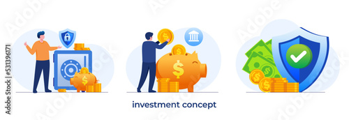 Investment concept, financial, growth earning, analyst, finance, economy, investor, report, flat illustration vector